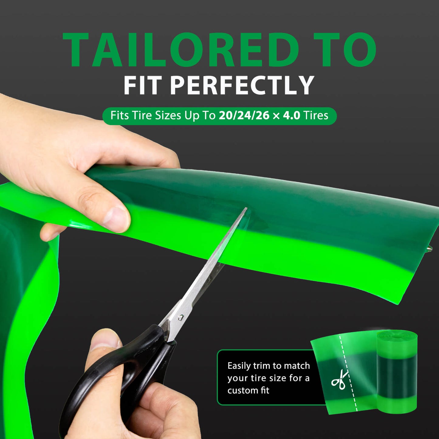 Hycline Fat Tire TPU liners for bicycle tires, showing close-up of durable, flexible tire liners with textured surface.
