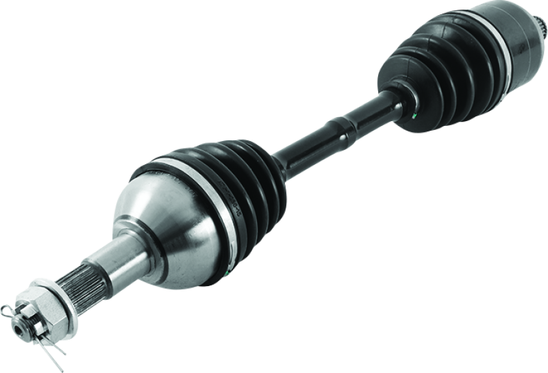QuadBoss replacement axle for Can-Am Outlander 1000 6x6, showing the metal axle shaft and components for ATV repair.