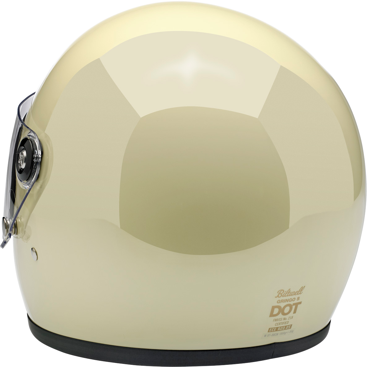 BILTWEll Gringo S helmet in gloss vintage white, XS size, featuring smooth rounded design and classic vintage motorcycle helmet style.