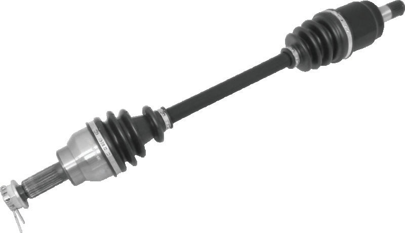 QuadBoss front right replacement axle for Honda SXS700 Pioneer ATV, showing the metal shaft and joint components.