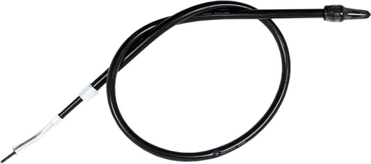 Motion Pro black vinyl speedo cable, OEM-quality replacement, with connectors and protective housing visible in the image.