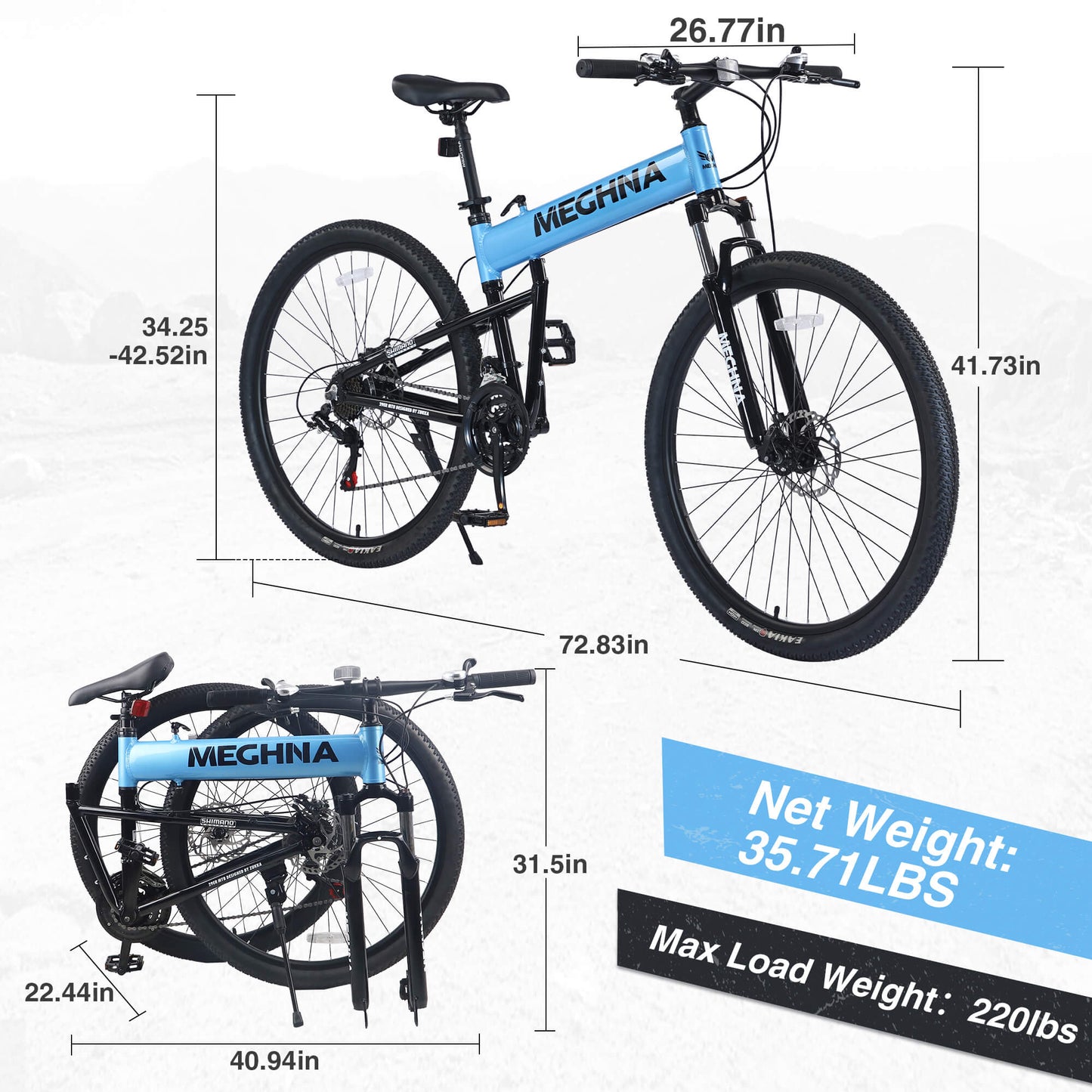 Hycline Meghna XM2 29-inch folding bicycle parked outdoors, showcasing its compact frame and modern design.