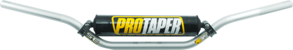 ProTaper SE KX high handlebar in silver, designed for motocross bikes, showing the curved shape and textured grip areas.