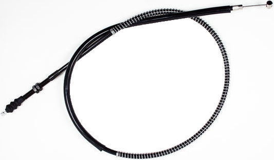 Black vinyl clutch cable with premium chrome fittings from Motion Pro, designed for motorcycle clutch systems.