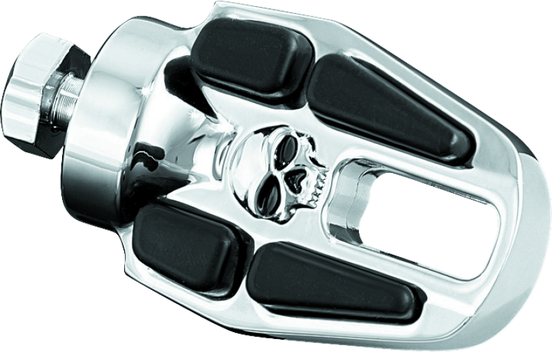 Chrome Kuryakyn Zombie Shift Peg for Harley-Davidson motorcycle, featuring detailed zombie design and durable metal construction.