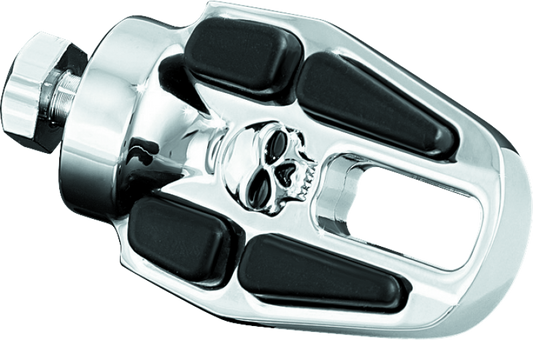 Chrome Kuryakyn Zombie Shift Peg for Harley-Davidson motorcycle, featuring detailed zombie design and durable metal construction.