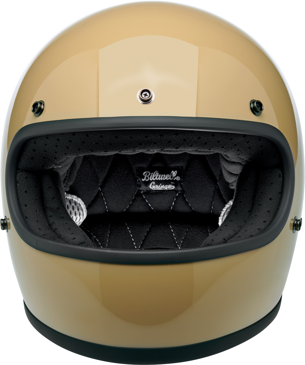 BILTWELL Gringo helmet in gloss coyote tan, XS size, featuring a sleek motorcycle helmet design with a smooth finish.