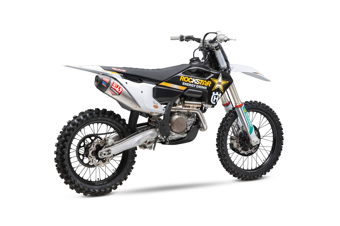 YOSHIMURA RS-12 Series exhaust system with aluminum and carbon fiber components for Husqvarna and KTM motorcycles