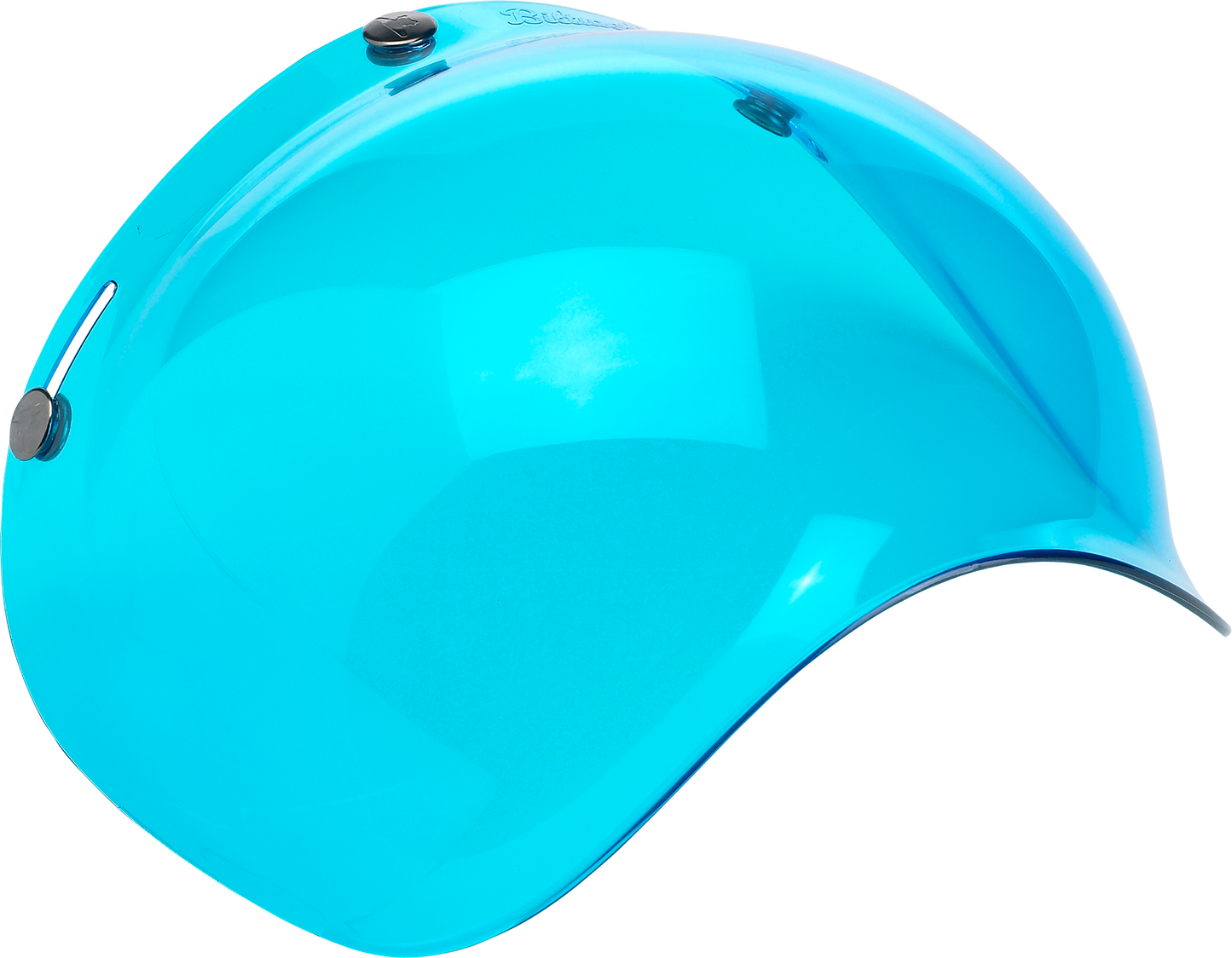 Blue Biltwell Bubble Shield for helmets, designed to fit Biltwell 2001-105 models, featuring clear protective visor with blue tint.