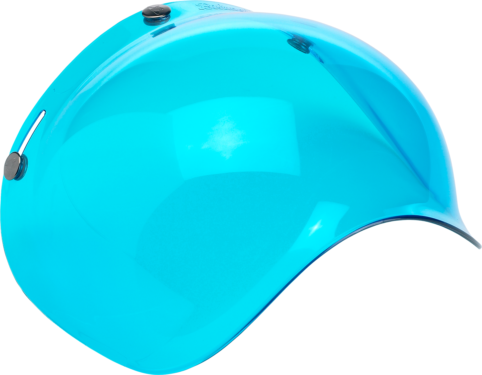 Blue Biltwell Bubble Shield for helmets, designed to fit Biltwell 2001-105 models, featuring clear protective visor with blue tint.