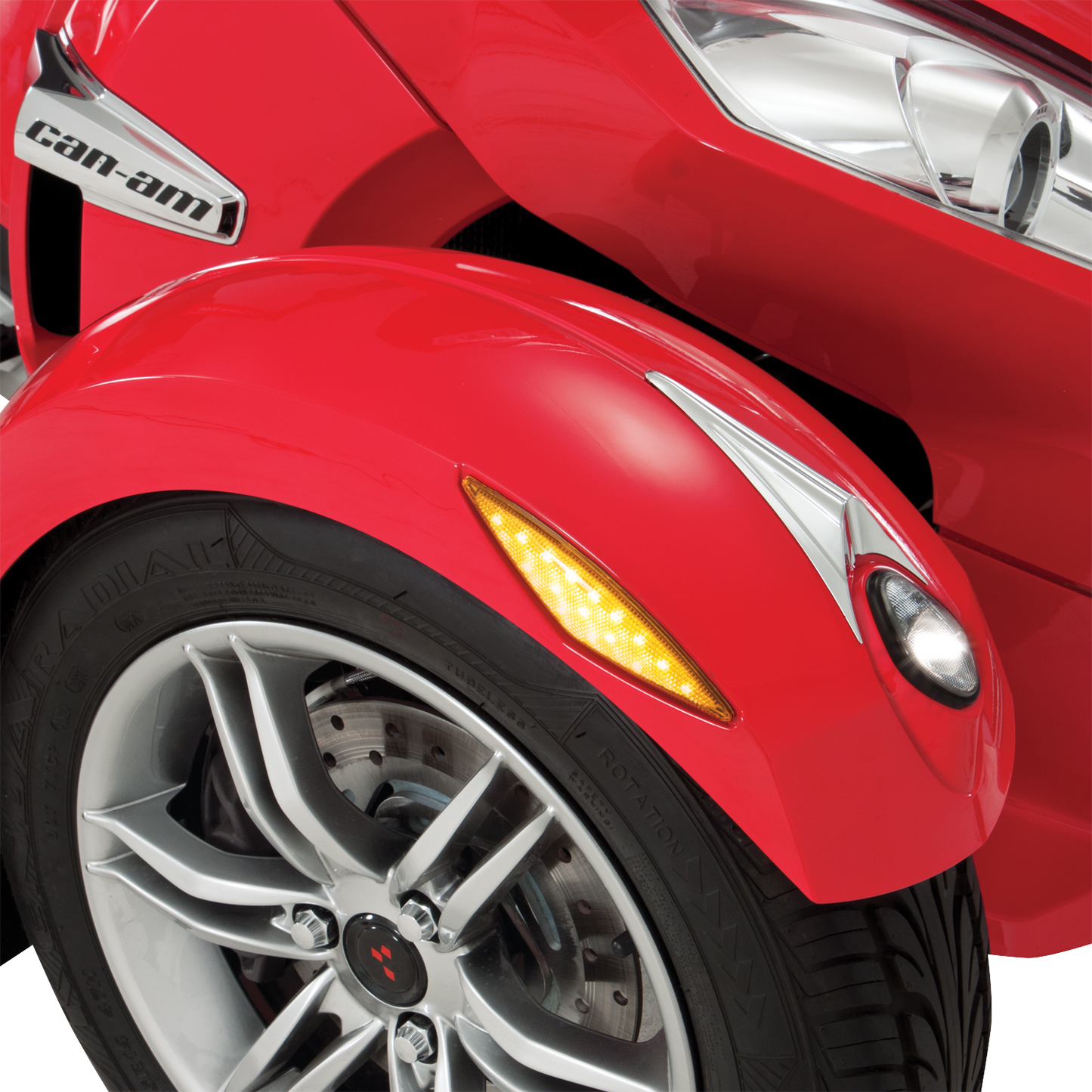 Can-Am SHOW CHROME amber engine marker light by Bill's Exhausts, mounted on vehicle engine with chrome finish.
