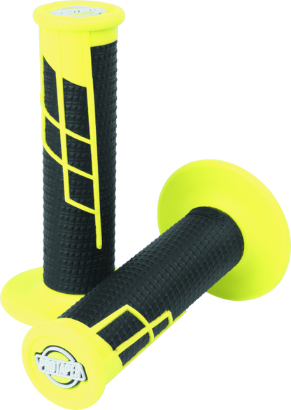 ProTaper Clamp-On 1/2 Waffle Grip in neon yellow and black, designed for motorcycle handlebars, by Bill's Exhausts