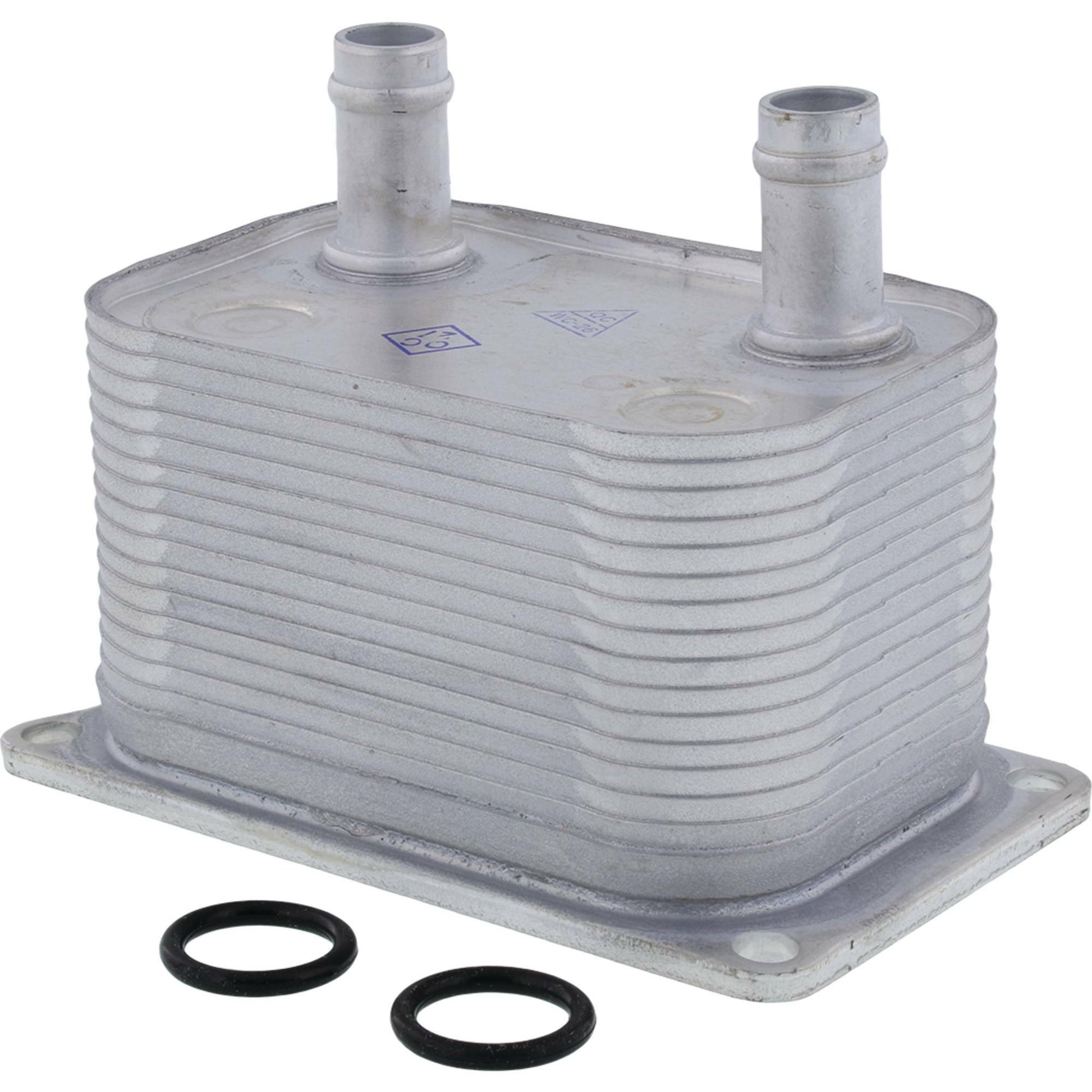 ALL BALLS oil cooler for Polaris engines, OEM replacement part, shown with cooling fins and mounting brackets.