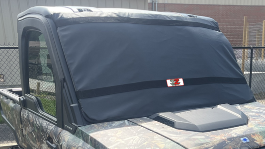 SEIZMIK windshield protector made of water-resistant acrylic-coated polyester fabric, designed for durability and protection.