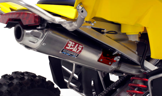 YOSHIMURA Signature RS-5 slip-on exhaust for UTV, featuring polished metal and branding details, designed for enhanced performance.