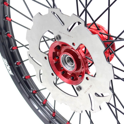 KKE 21 & 19 Casting MX Wheels for Honda CR125R 1998-2001 CR250R 1997 Red Black Disc
