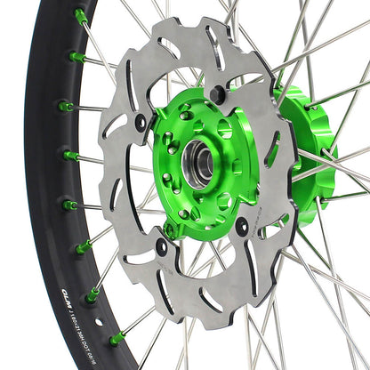 KKE 21 & 19 MX Wheels for Kawasaki KX125 KX250 KX250F KX450F Green Nipple