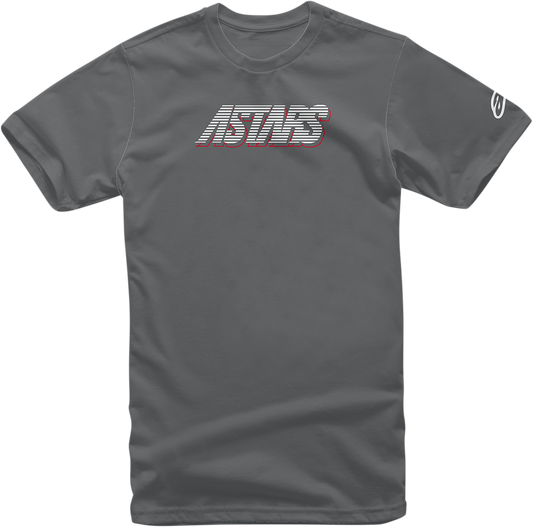 Charcoal ALPINESTARS Lanes T-Shirt in 2XL, featuring the ALPINESTARS logo on the front, casual fit, and soft fabric.