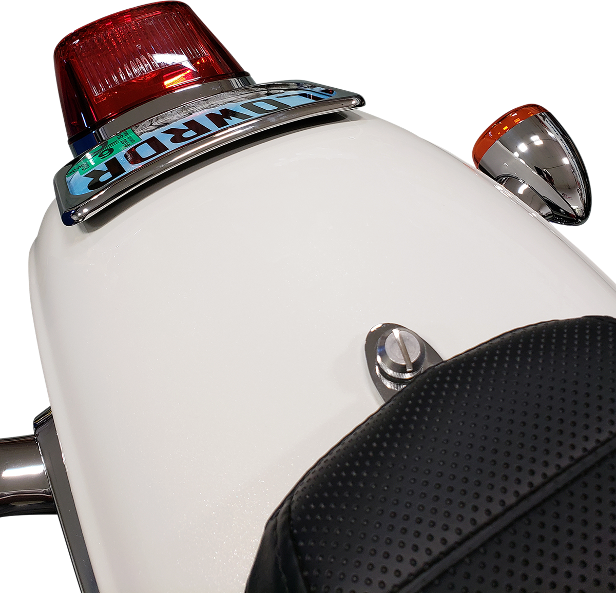 Large radius license plate mount by DRAG SPECIALTIES, designed for motorcycle license plate installation.