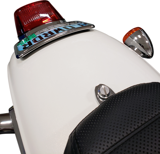 Large radius license plate mount by DRAG SPECIALTIES, designed for motorcycle license plate installation.