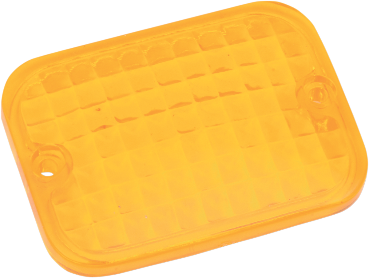 Rectangular amber replacement lens for motorcycle lights by DRAG SPECIALTIES, part 165177, showing the amber-tinted plastic lens.