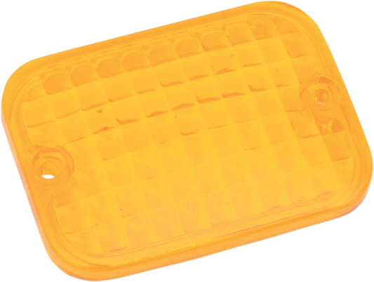 Rectangular amber replacement lens for motorcycle lights by DRAG SPECIALTIES, part 165177, showing the amber-tinted plastic lens.