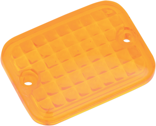 DRAG SPECIALTIES replacement mini rectangular amber lens for motorcycle lights, featuring a clear amber color and rectangular shape.