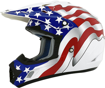 Bill's Exhausts AFX FX-17 helmet with white flag design, XL size, shown in a close-up image highlighting the helmet's exterior.