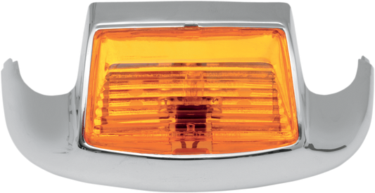 Amber Fender Tip Light by DRAG SPECIALTIES with a sleek design, mounted on a motorcycle fender for visibility and style.
