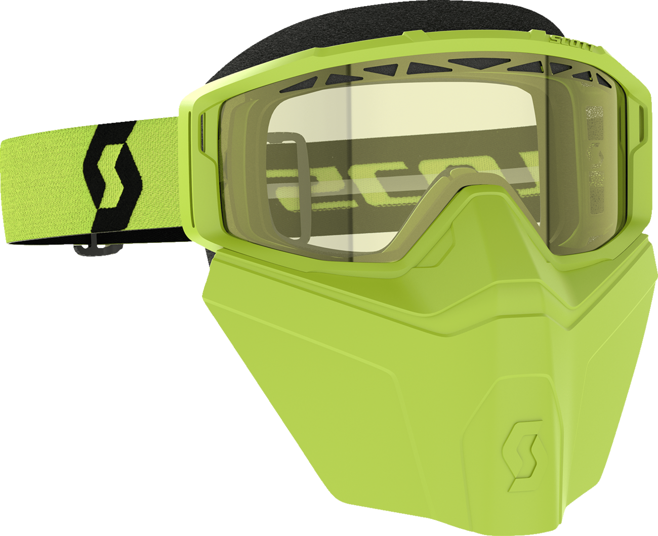 Scott Primal Safari snow goggles with yellow and black strap and tinted lenses, designed for winter sports and outdoor adventures.
