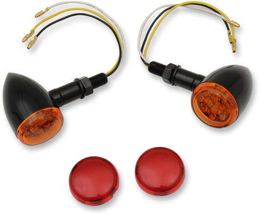 DRAG SPECIALTIES LED marker lights in black, amber, or red with part number 20-6390BA/RIQ, shown in black and amber.