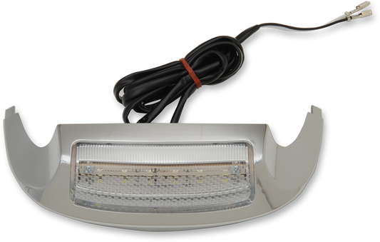Clear front fender tip light for 2014-2022 Harley-Davidson FLT models by Drag Specialties, shown mounted on motorcycle fender.