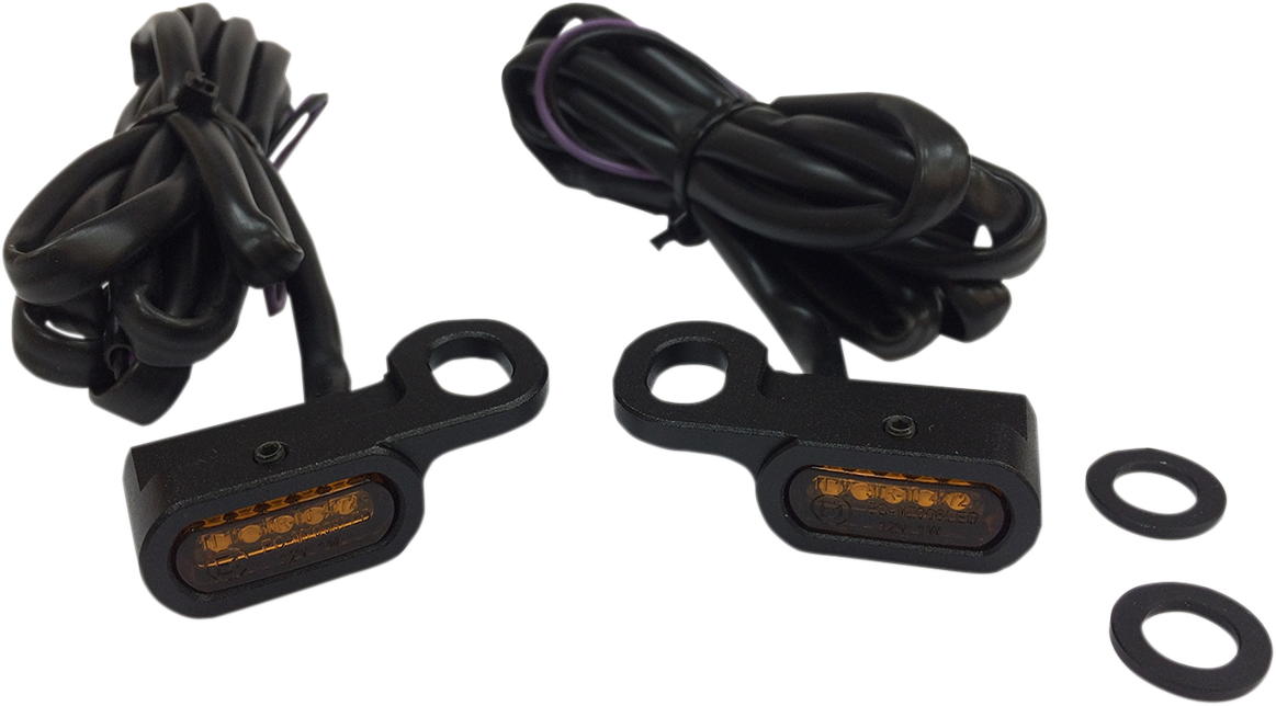 Black and amber LED handlebar marker lights with hydraulic clutch for motorcycles by Drag Specialties, model L22-0229MBAENU.