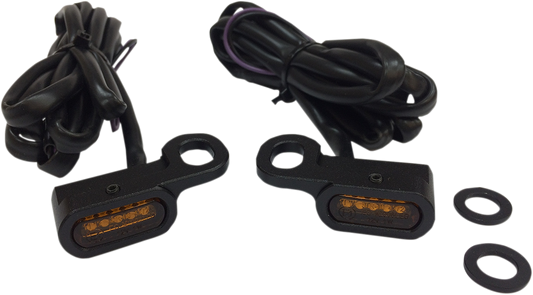 Black and amber LED handlebar marker lights with hydraulic clutch for motorcycles by Drag Specialties, model L22-0229MBAENU.