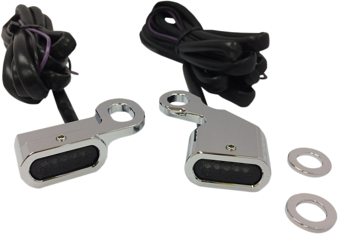 Chrome and smoke LED handlebar marker lights by Drag Specialties, designed for motorcycle handlebars with sleek, modern style.