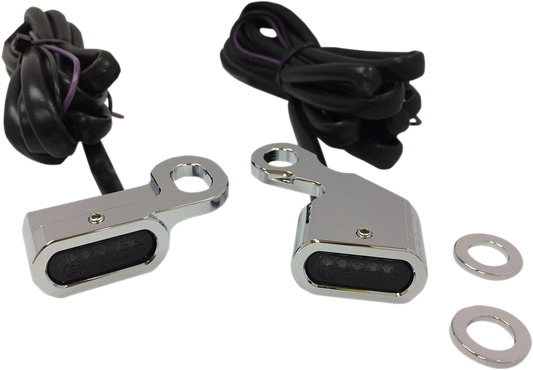 Chrome and smoke LED handlebar marker lights by Drag Specialties, designed for motorcycle handlebars with sleek, modern style.