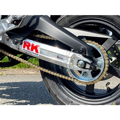 G-Craft standard length swingarm for 2022+ Honda Grom, showing the black metal frame and mounting points.