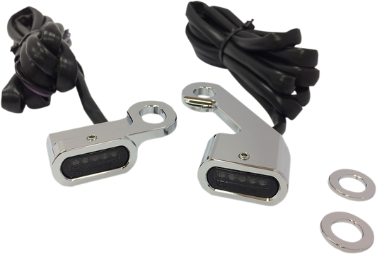 DRAG SPECIALTIES LED handlebar marker lights in chrome and smoke finish, designed for motorcycle handlebars.