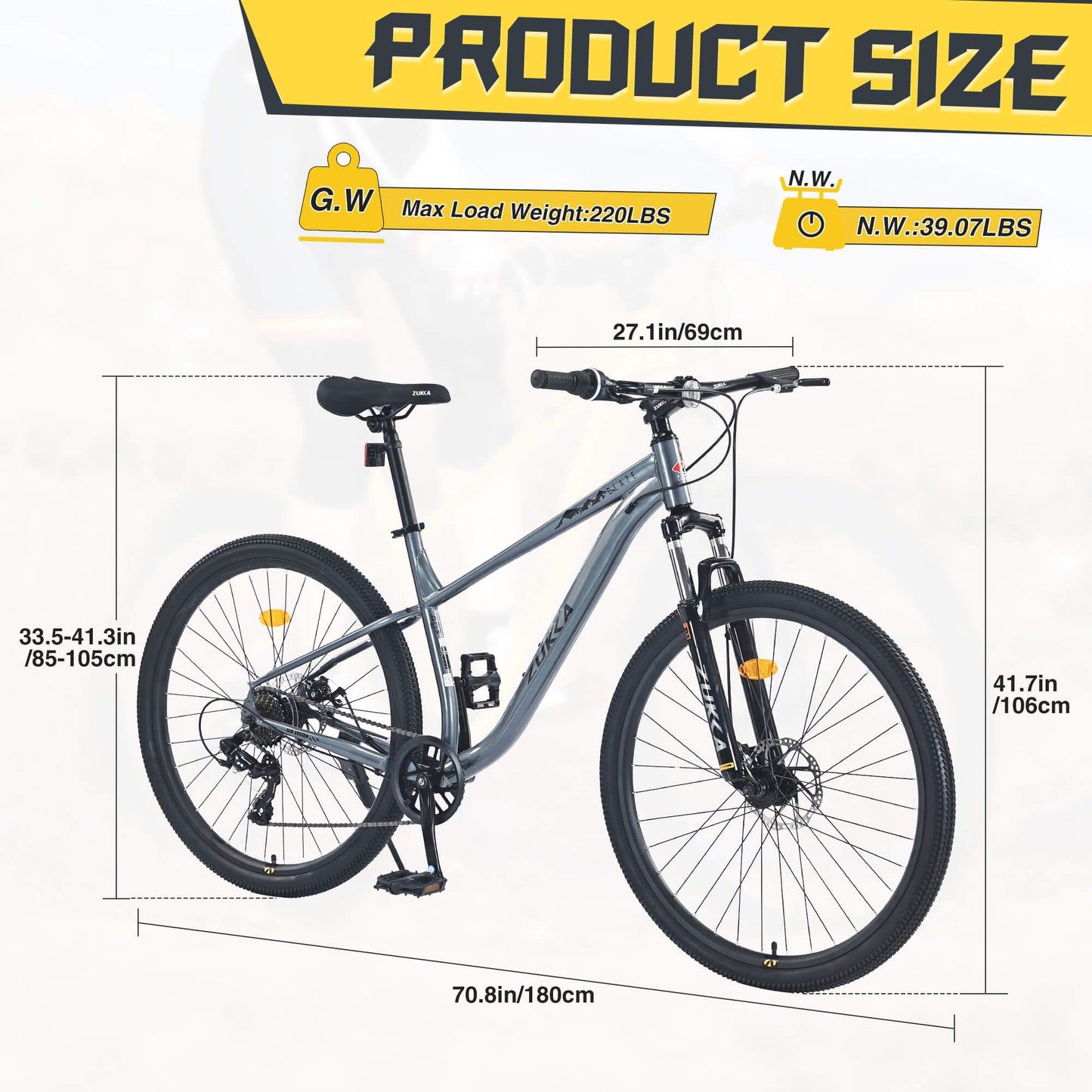 Hycline Zukka Blaze MTB 29-inch mountain bike tire with 1.95-inch width, shown mounted on a bicycle wheel.