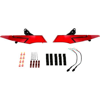 Red lens SHOW CHROME trunk light for Spyder RT LTD and F3 LTD 2020-2024, mounted on motorcycle trunk.