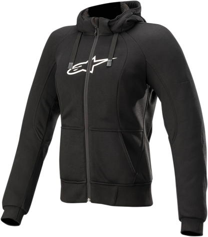 Alpinestars Stella Chrome Sport Hoodie in black, small size, featuring a stylish hood and sporty design.
