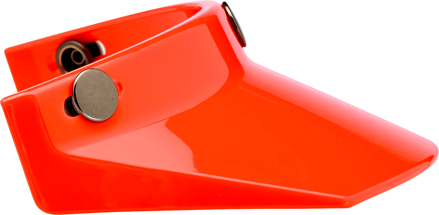 Orange BILT WELL Moto 3-Snap visor for helmets, compatible with 2002-565 models, featuring clear, durable construction.