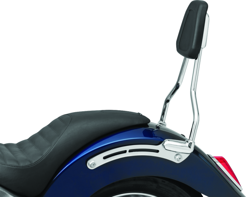 Kuryakyn Sissy Bar for Indian Scout with chrome finish, sturdy steel backrest and cushioned pad for rider comfort