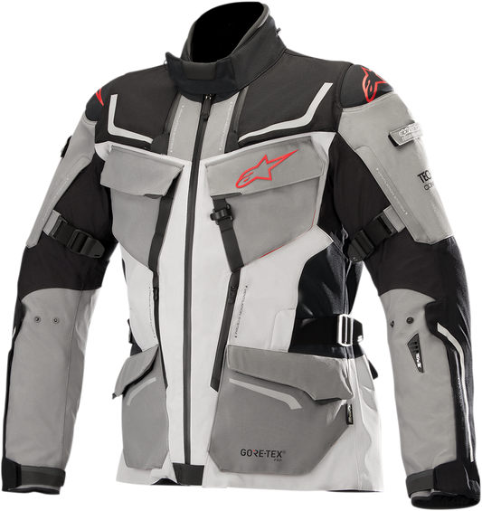 Alpinestars Revenant jacket in black, gray, and red, medium size, featuring a sleek design with protective panels.