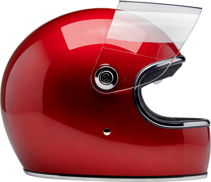 BILTWELL Gringo S helmet in metallic cherry red, medium size, with smooth glossy finish and classic motorcycle helmet design
