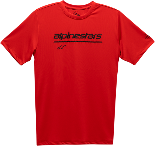 Alpinestars Tech Line Up Performance T-Shirt in red, large size, featuring the brand logo on the front.