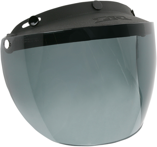 Z1R 3-Snap Smoke Shield for open-face motorcycle helmets, clear visor with smoke tint and secure snap attachments.