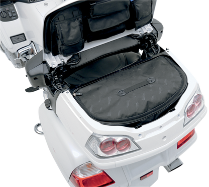 SADDLEMEN Trunk Soft Liner Bag for motorcycle seats, shown in black fabric with padded exterior and zipper closure.