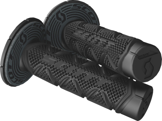 Black Scott Diamond grips for motorcycle handlebars, featuring textured rubber for secure handling and comfort.