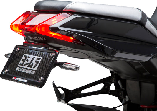 YOSHIMURA Fender Eliminator Kit installed on a Suzuki motorcycle, showing sleek, compact tail light and rear fender modification.